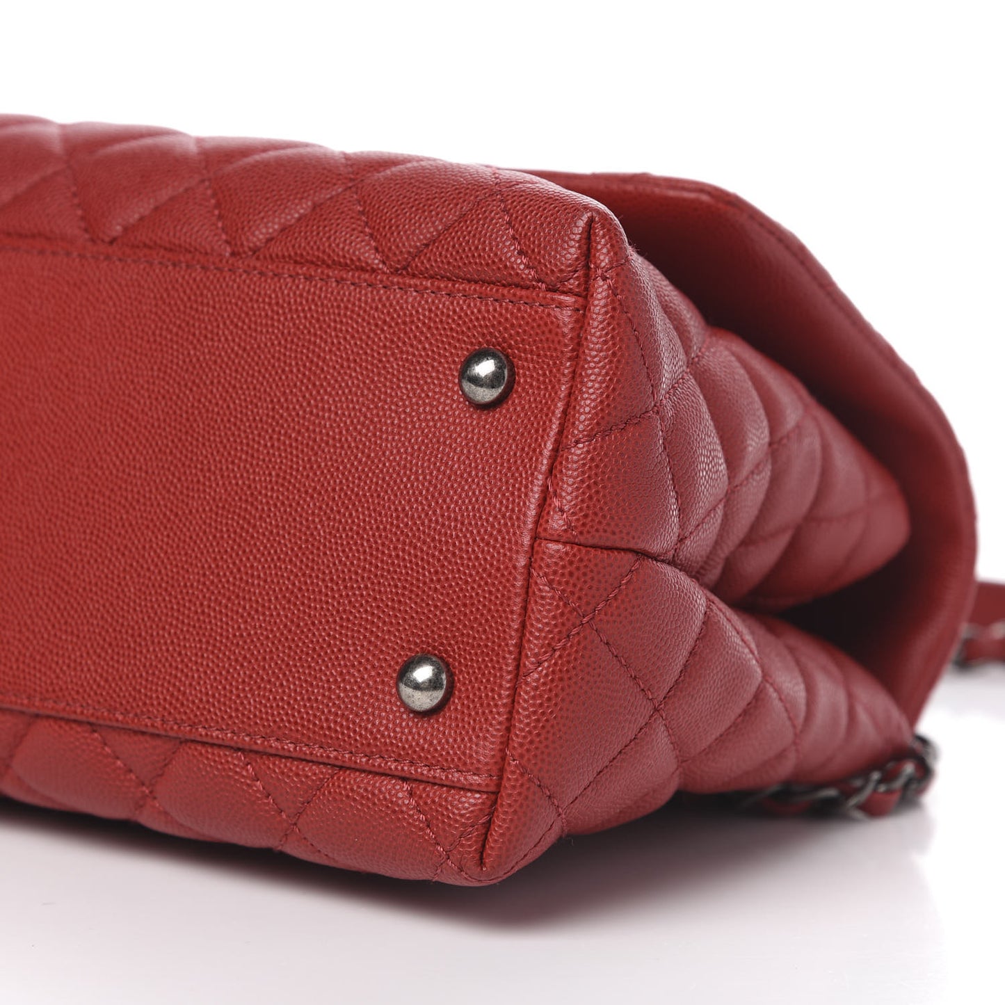 Caviar Quilted Small Coco Handle Flap Red
