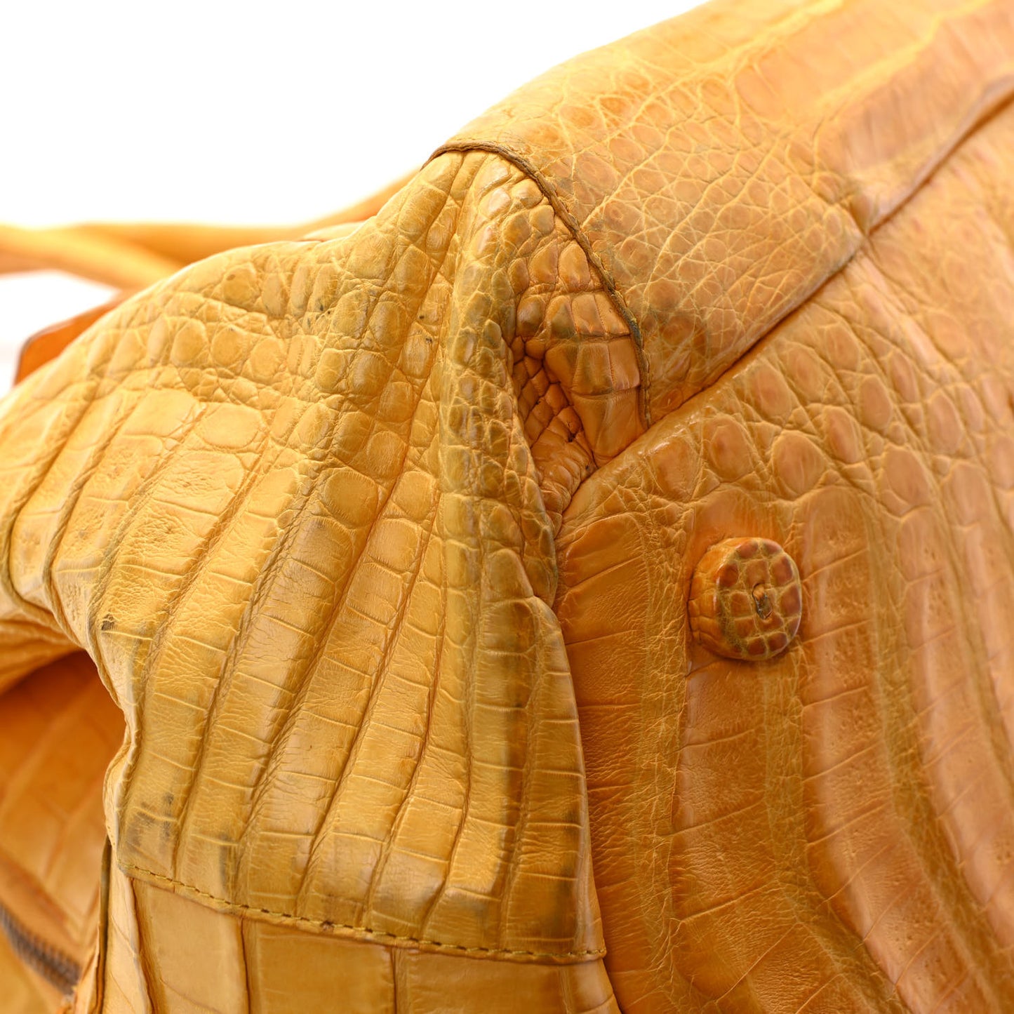 Crocodile Top Handle Shoulder Bag Yellow