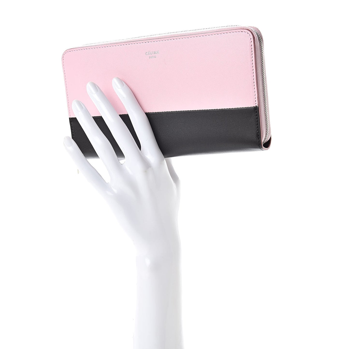Lambskin Large Zip Around Multifunction Wallet Antique Rose Black