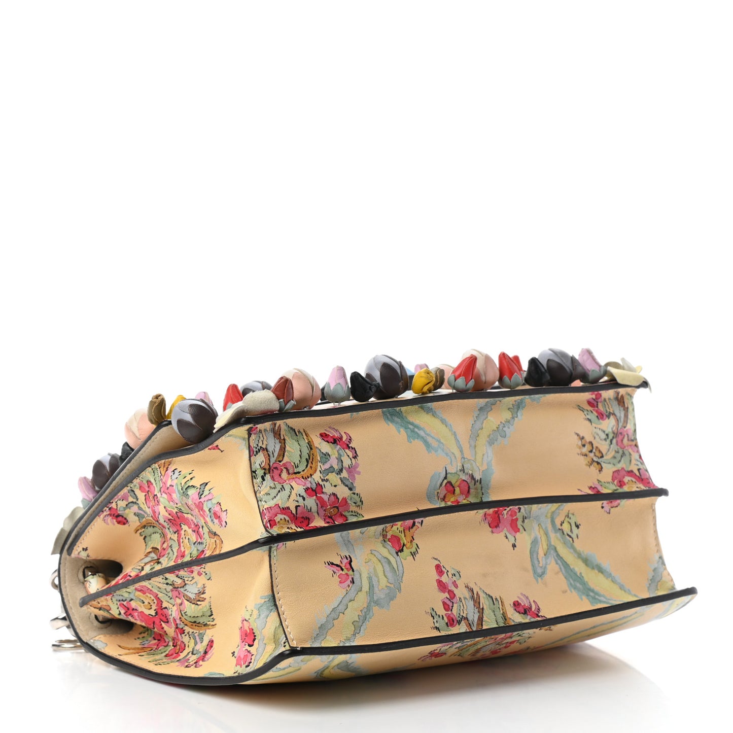 Vitello Marie Antoinette Print Rosebud Kan I Shoulder Bag Panna Multicolor