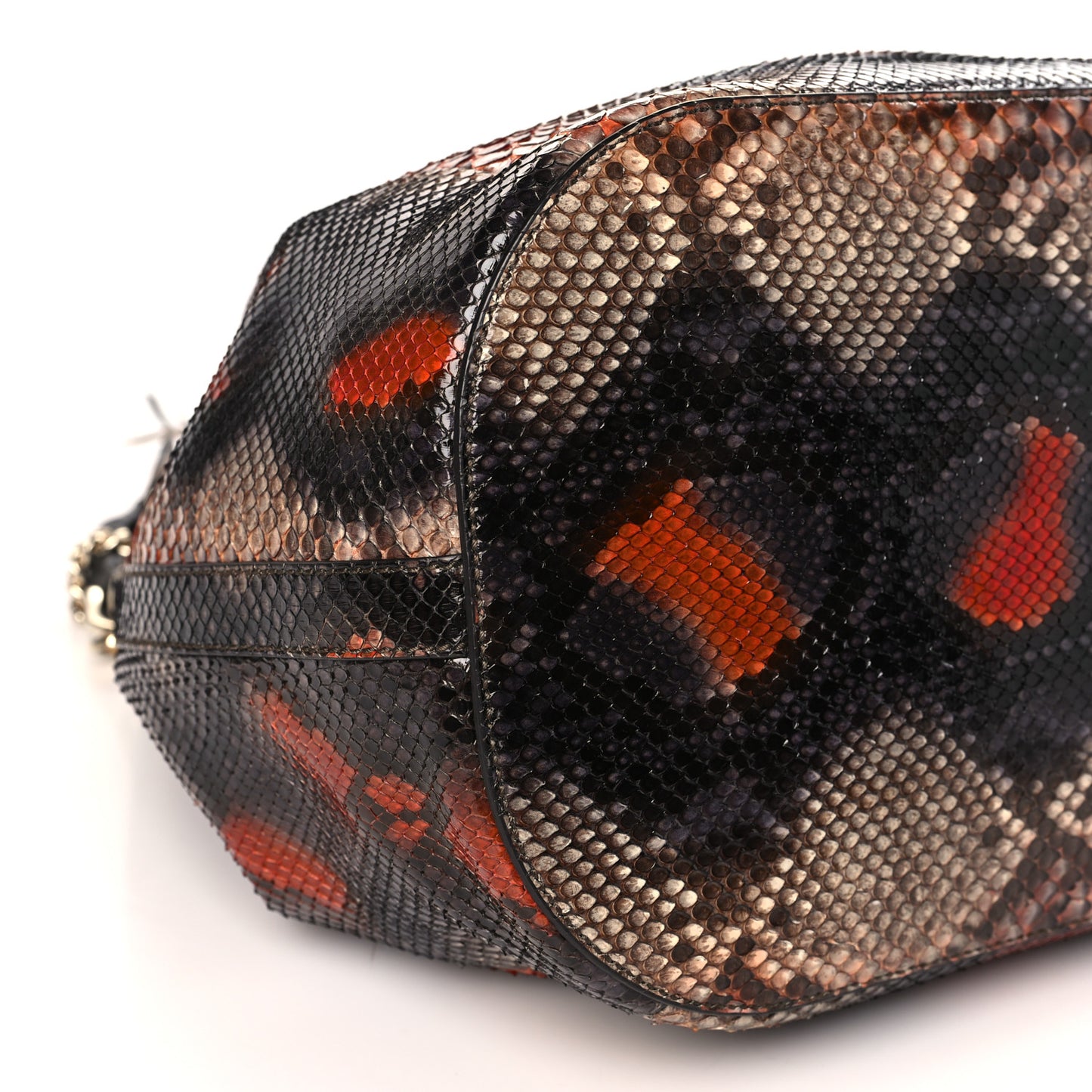 Snakeskin Miss Bamboo Medium Bucket Bag Black
