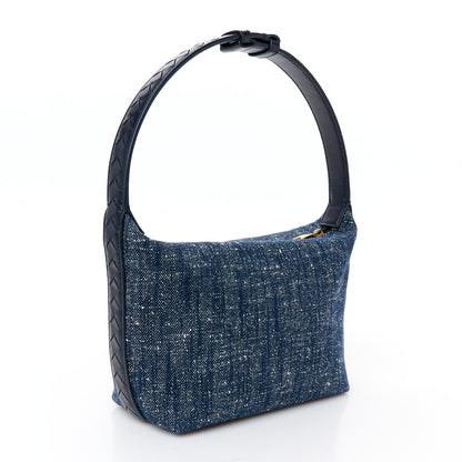 Bottega Veneta Denim Boucle Wallace Shoulder Bag Navy White Space 3 of 11