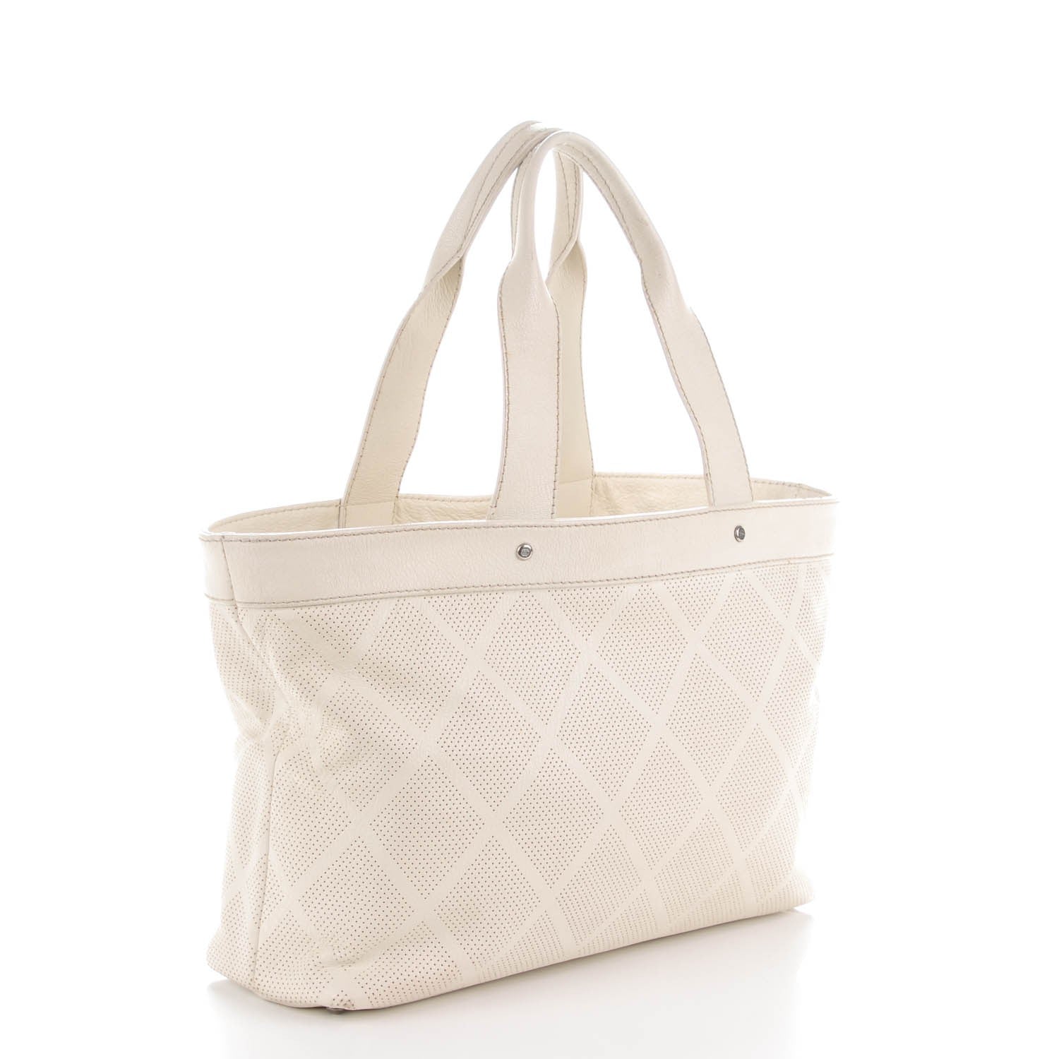 Chanel Goatskin Perforated Large CC Tote White 3 of 13