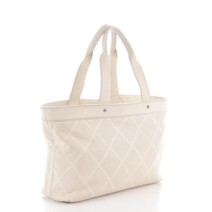 Chanel Goatskin Perforated Large CC Tote White 3 of 13