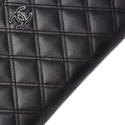 Chanel Lambskin Double Stitch Quilted Large Gusset Zip Around Wallet Black 11 of 19