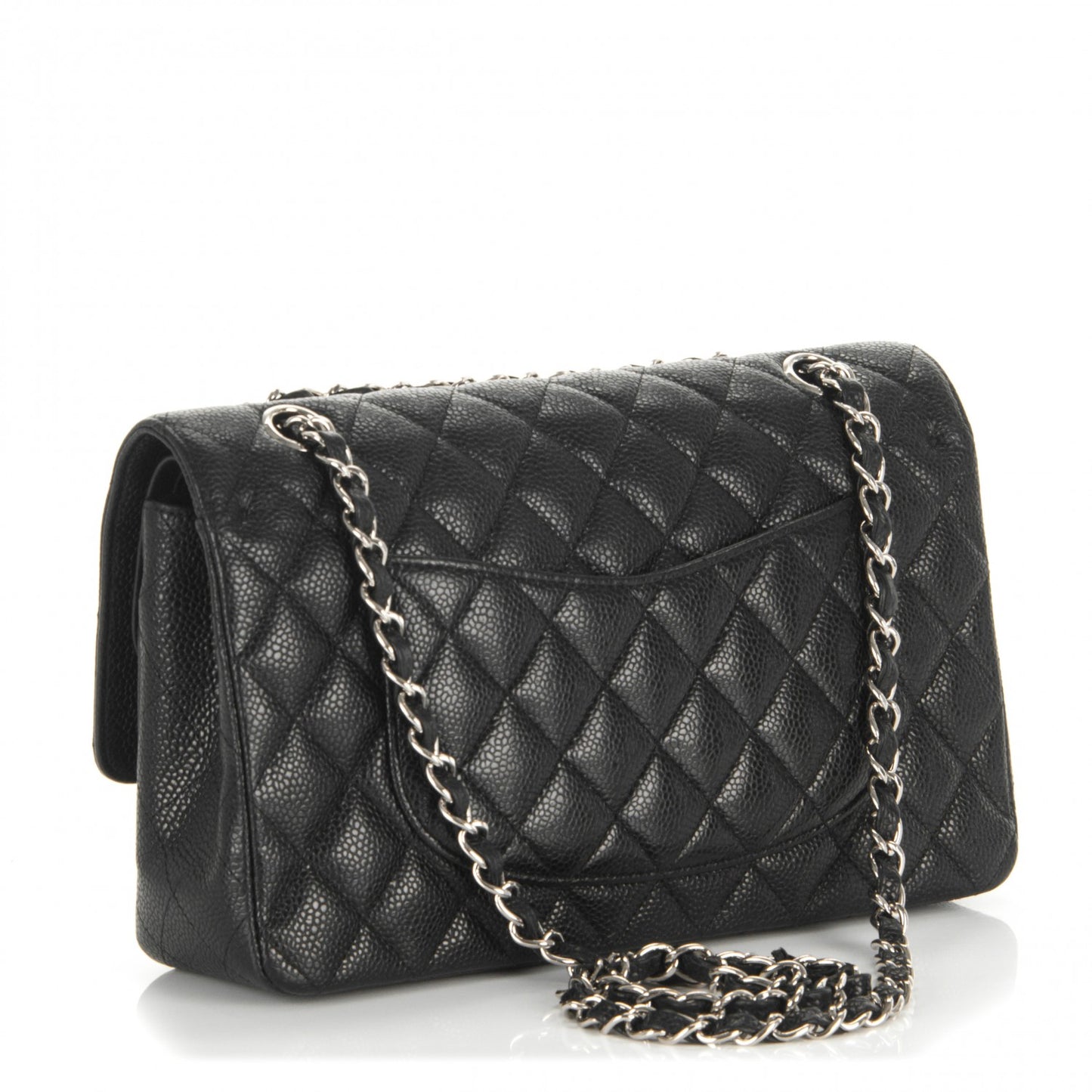Caviar Quilted Medium Double Flap Black