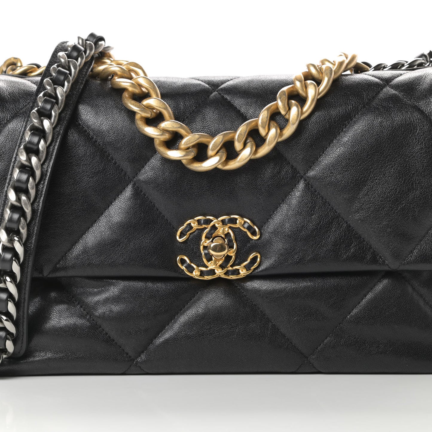 Goatskin Quilted Large Chanel 19 Flap Black