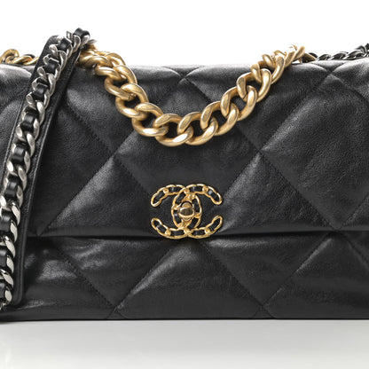 Chanel Goatskin Quilted Large Chanel 19 Flap Black 8 of 11