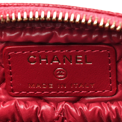 Chanel Caviar Quilted Small Curvy Pouch Cosmetic Case Dark Pink 6 of 11