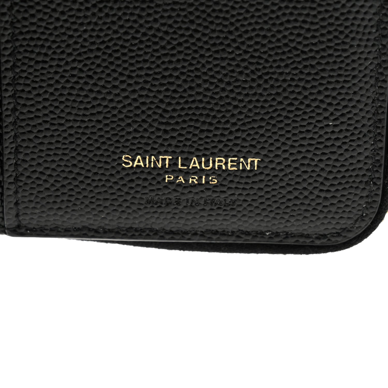 Saint Laurent Grain De Poudre Matelasse Chevron Monogram Compact Zip Around Wallet Black 6 of 7
