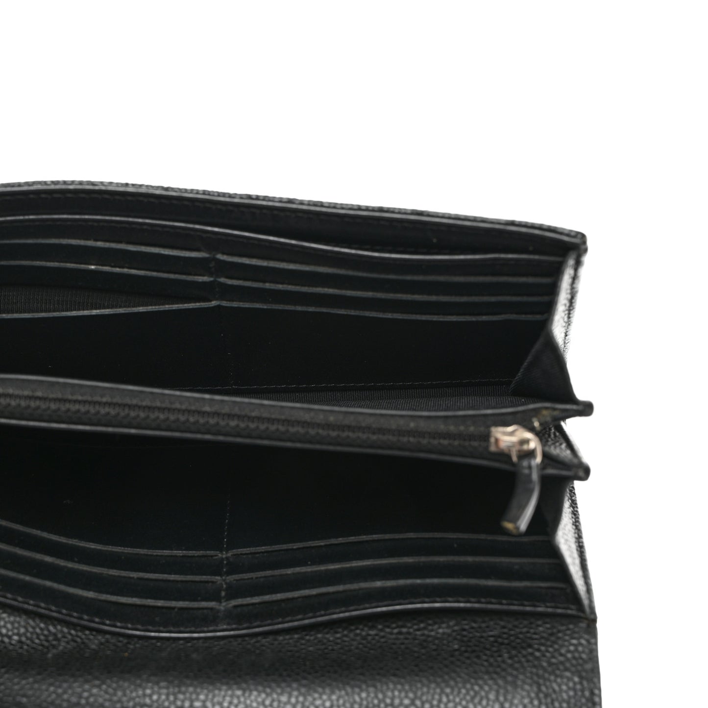 Caviar Quilted Large Gusset Flap Wallet Black