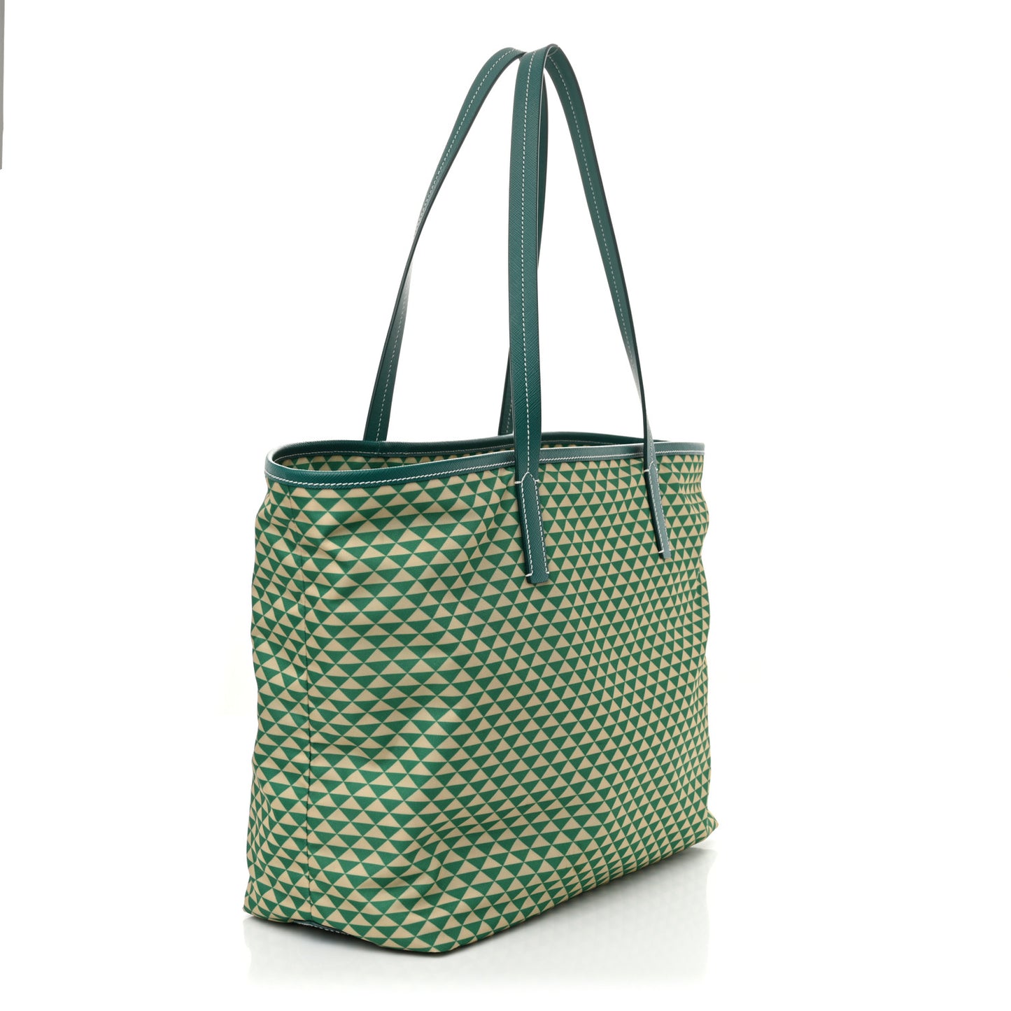 Re-Nylon Saffiano Triangolo Symbole Shopping Tote Green