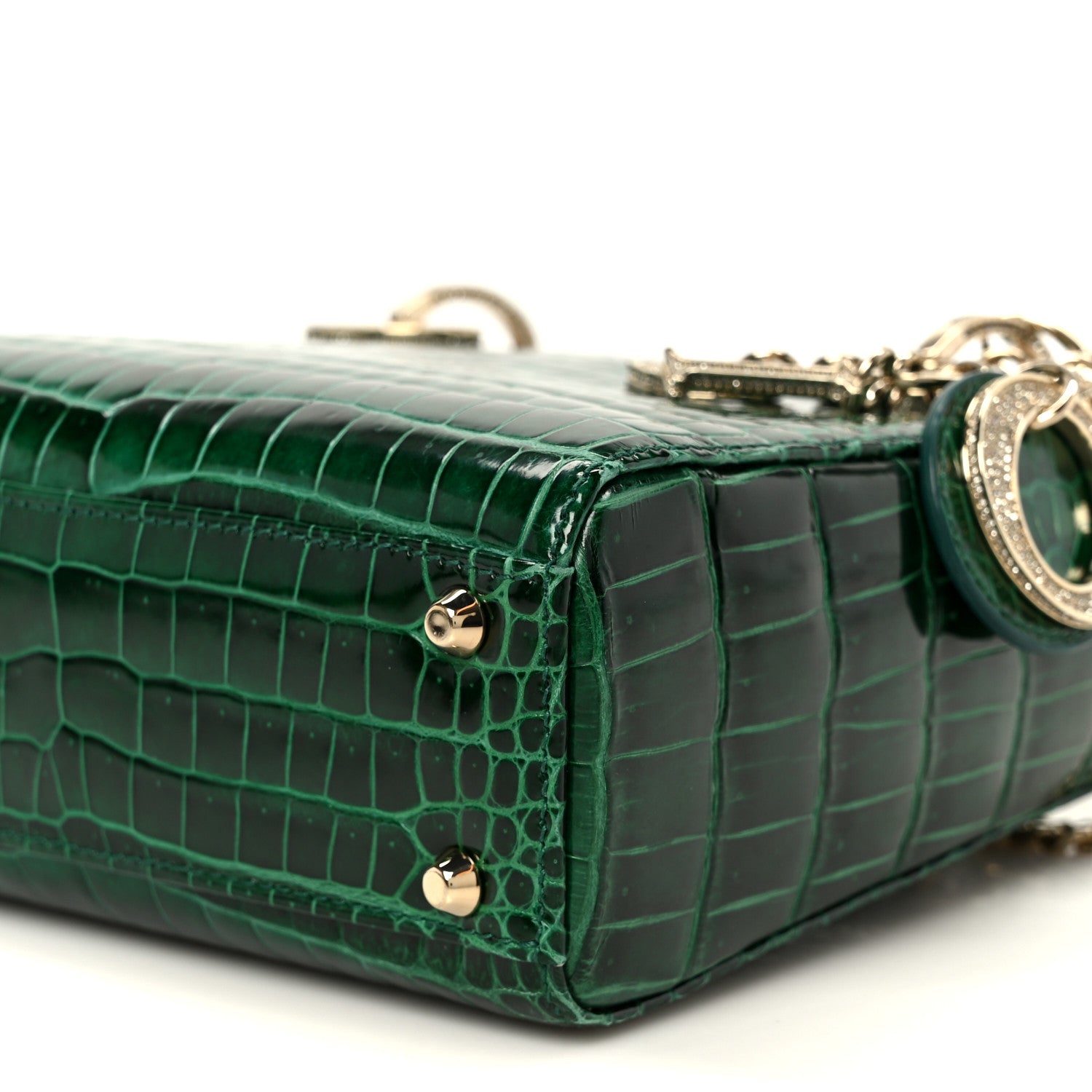 Christian Dior Crocodile Crystal Mini Lady Dior Green 1870920