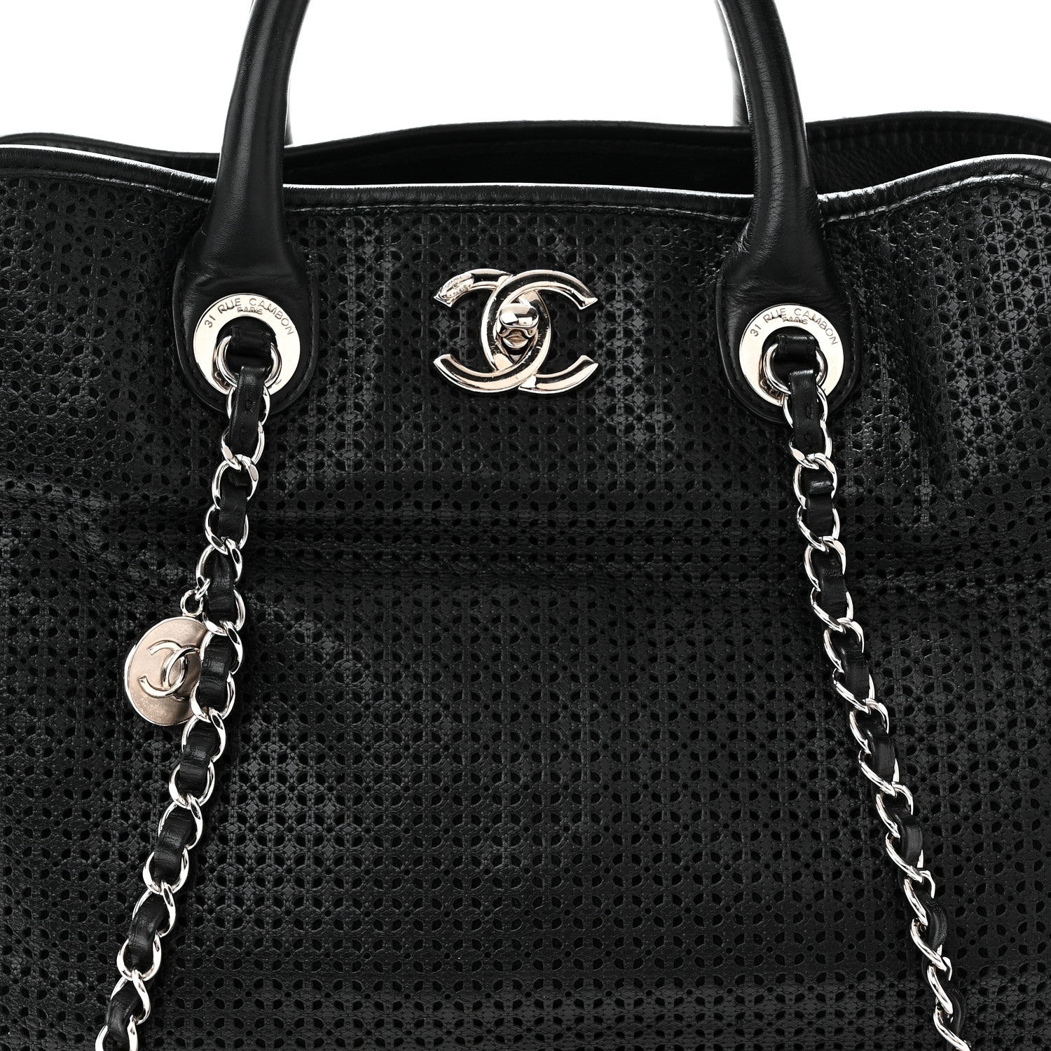 Chanel Calfskin Perforated Up In The Air Tote Black 8 of 10