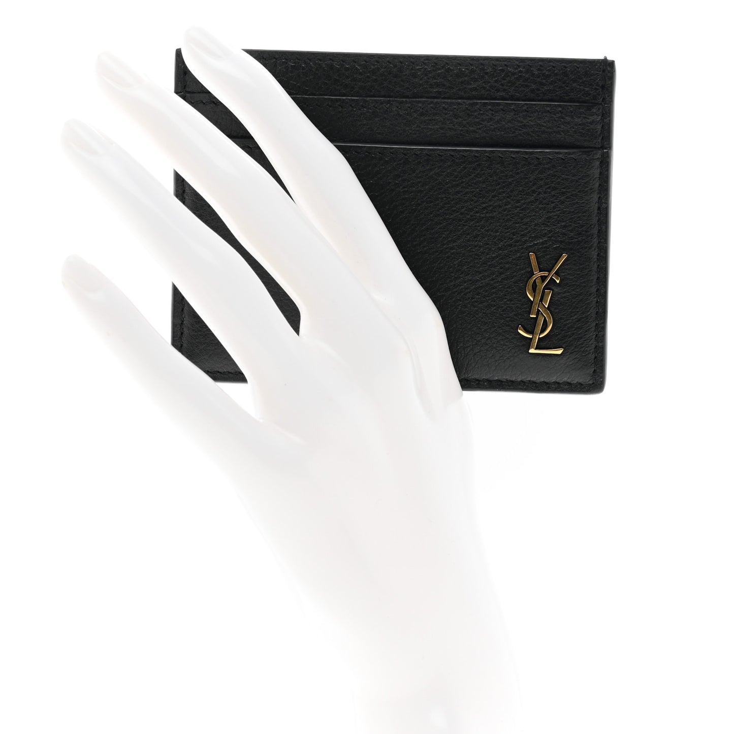 Calfskin Tiny Cassandre Credit Card Case Black