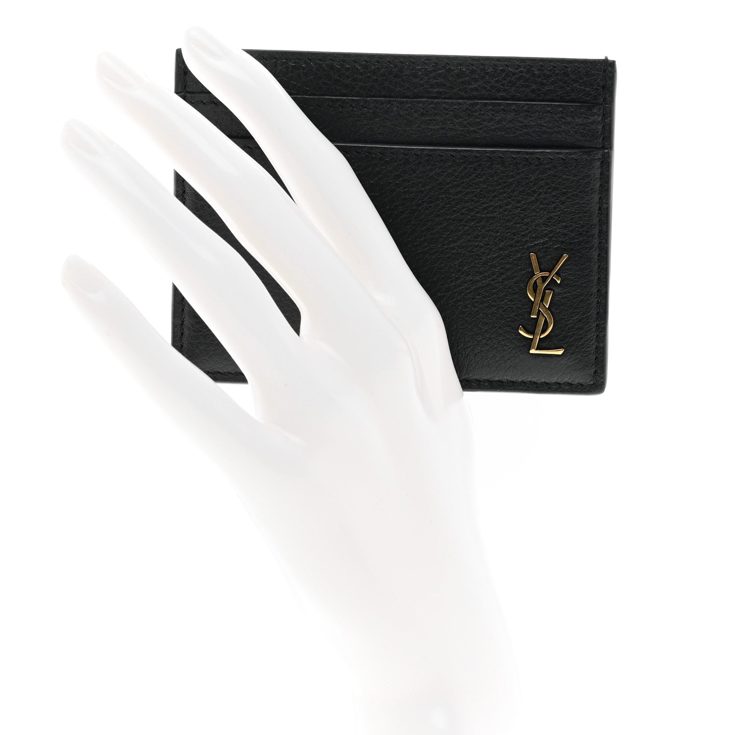 Saint Laurent Calfskin Tiny Cassandre Credit Card Case Black 2 of 7