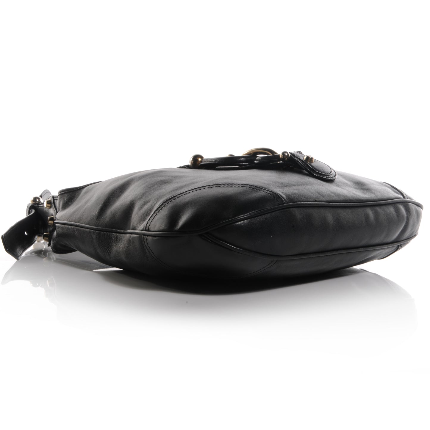 Leather Buckle Hobo Black