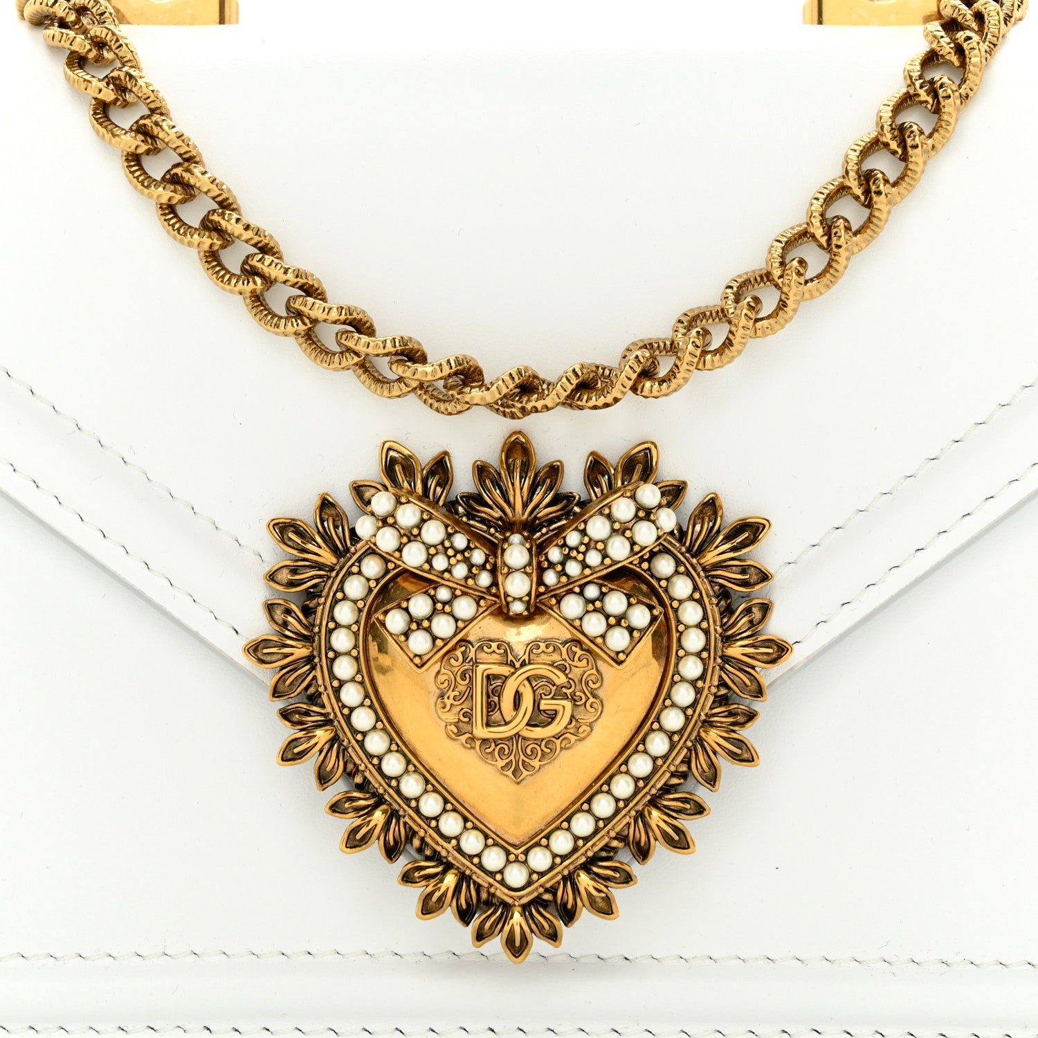 Dolce & Gabbana Smooth Calfskin Small Devotion Envelope Top Handle Bag White 7 of 11