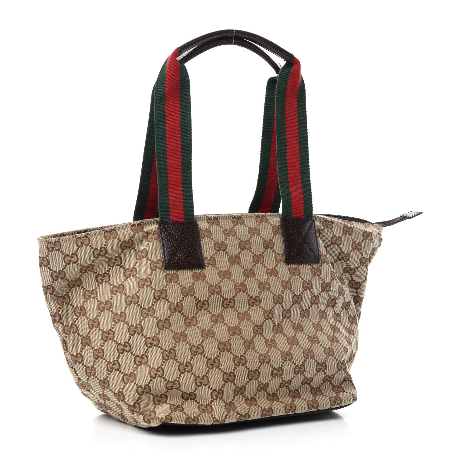 Gucci GG Monogram Medium Web Handle Bucket Tote Dark Brown 3 of 10