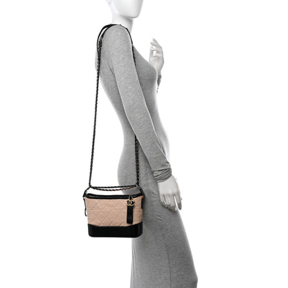 Chanel Aged Calfskin Quilted Small Gabrielle Hobo Beige Black 2 of 10