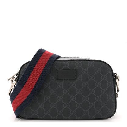 Gucci GG Supreme Monogram Web Shoulder Bag Black Grey 1 of 12