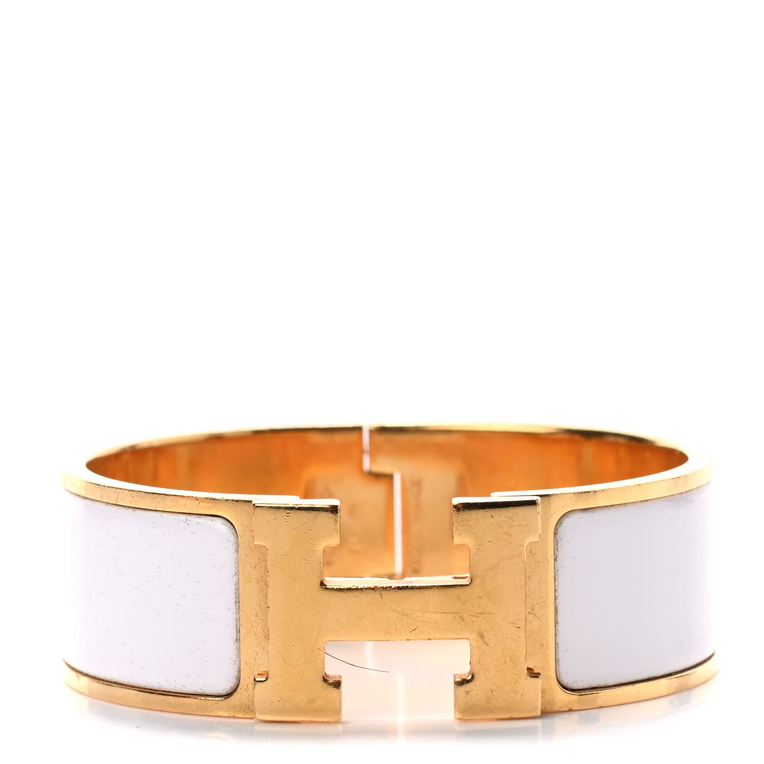 Hermes Enamel Wide Clic Clac H Bracelet PM White 1 of 3