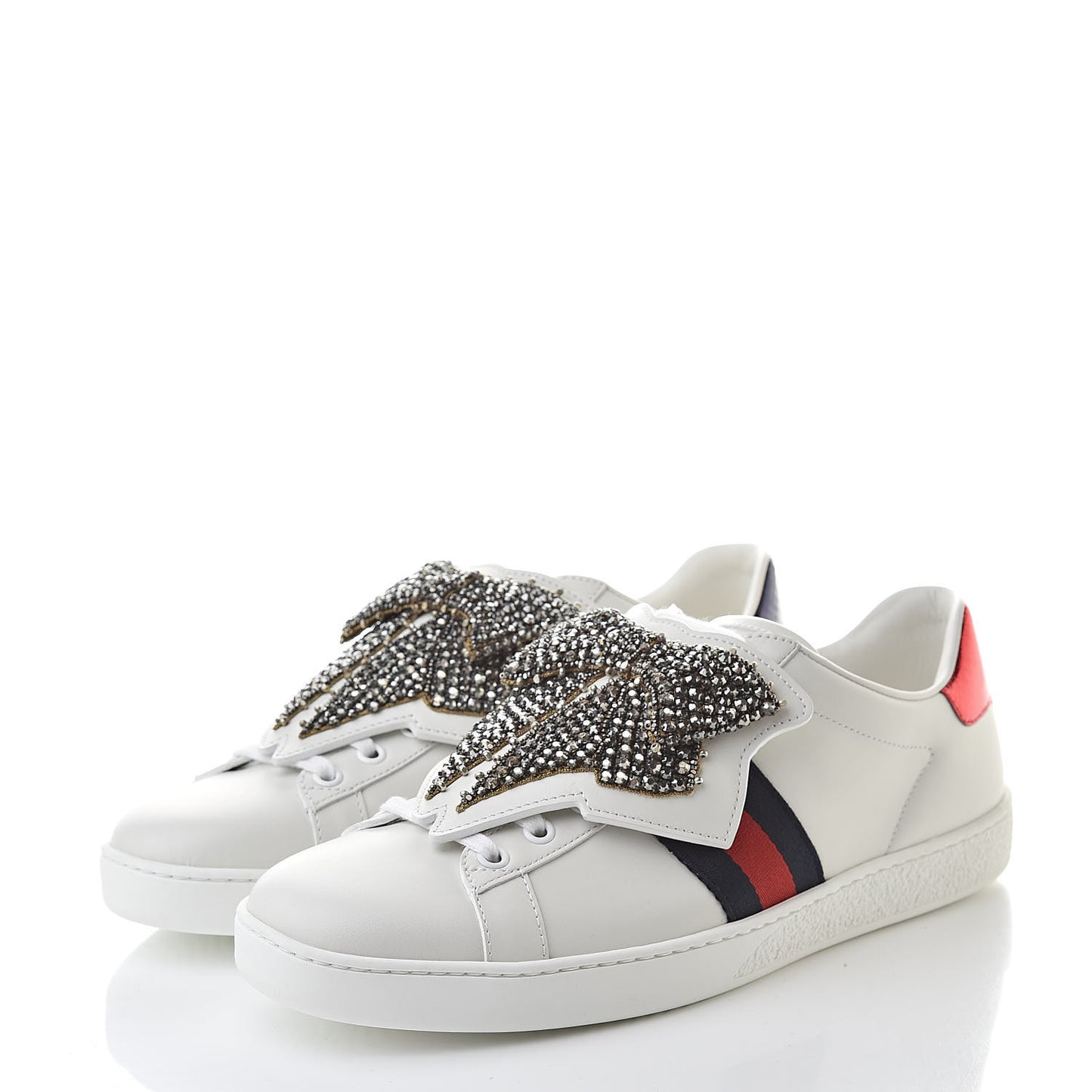 Calfskin Ayers Web Womens Ace Bow Lace Sneakers 39.5 White