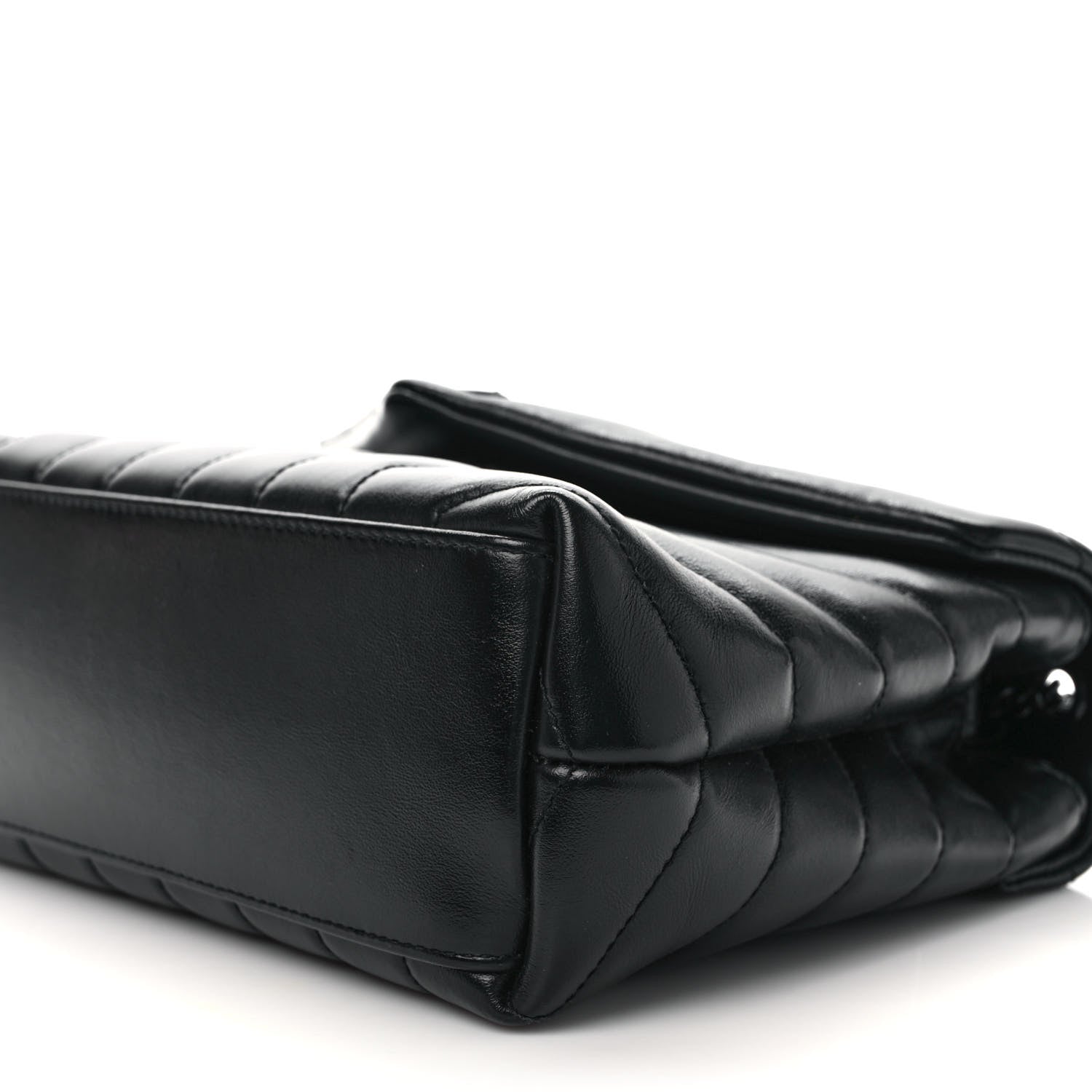 Saint Laurent Calfskin Y Quilted Monogram Monochrome Small Loulou Chain Satchel Black 9 of 9