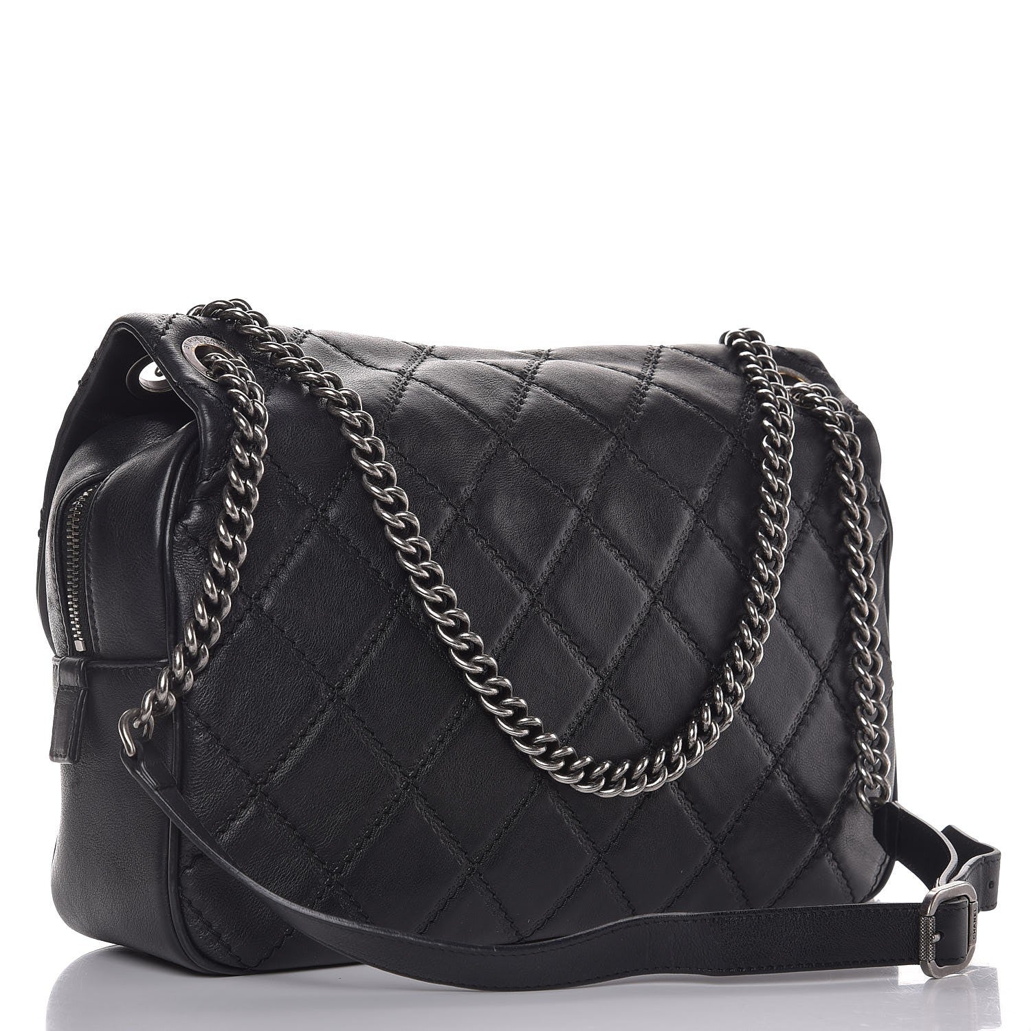 Chanel Calfskin Quilted Jumbo Coco Sporran Flap Black 3 of 13
