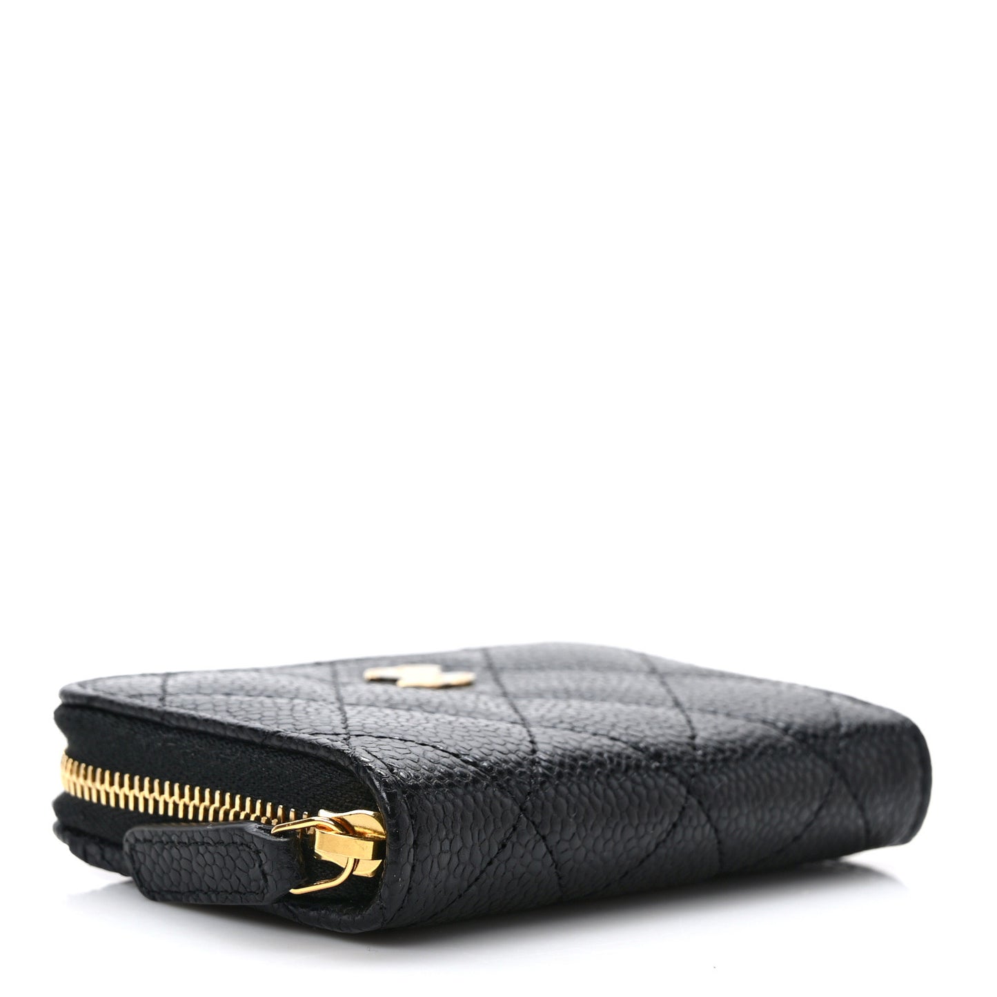 Caviar Quilted Zip Coin Purse Black