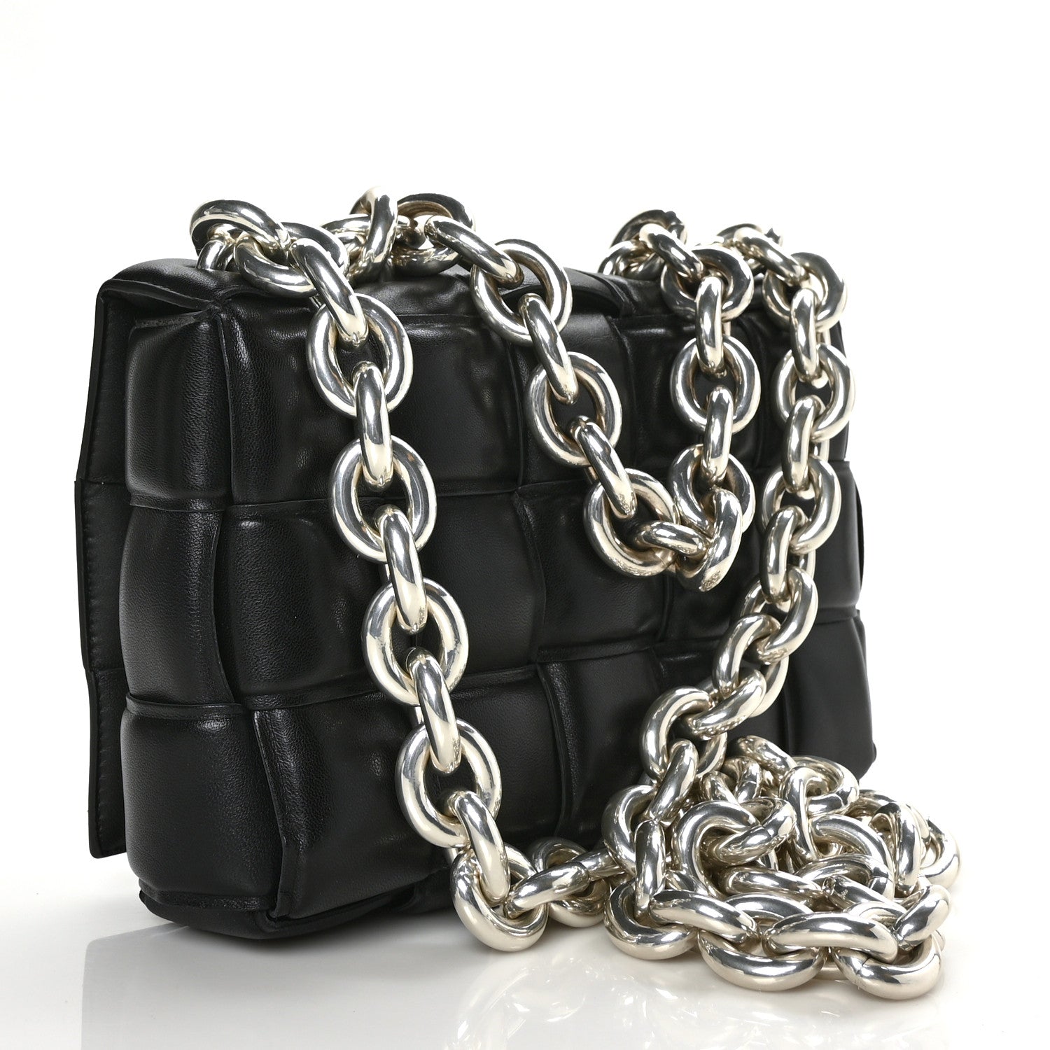 Bottega Veneta Lambskin Maxi Intreccio Padded Chain Cassette Crossbody Bag Black 3 of 8