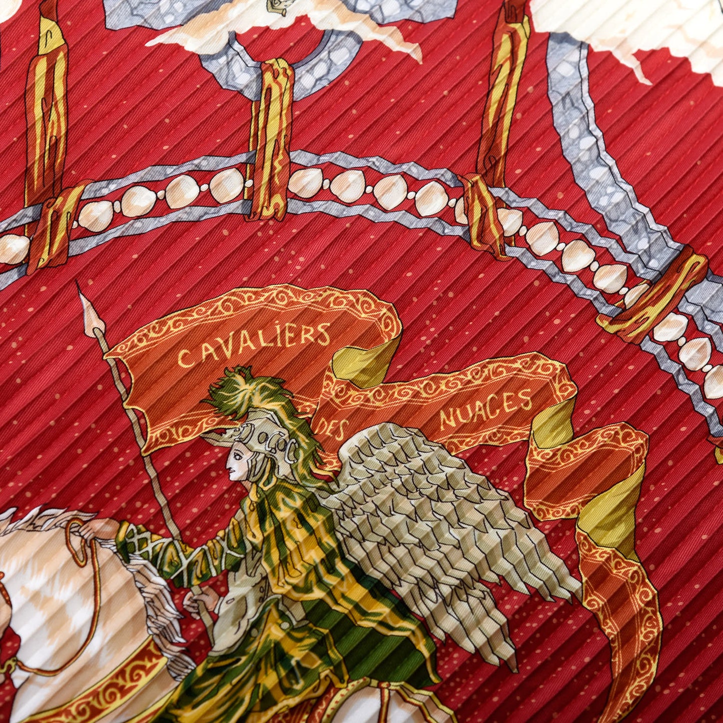 Silk Plisse Pythagore Scarf 90