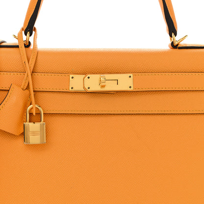 Hermes Epsom Horseshoe Kelly Sellier 28 Jaune D'or Etain 8 of 14