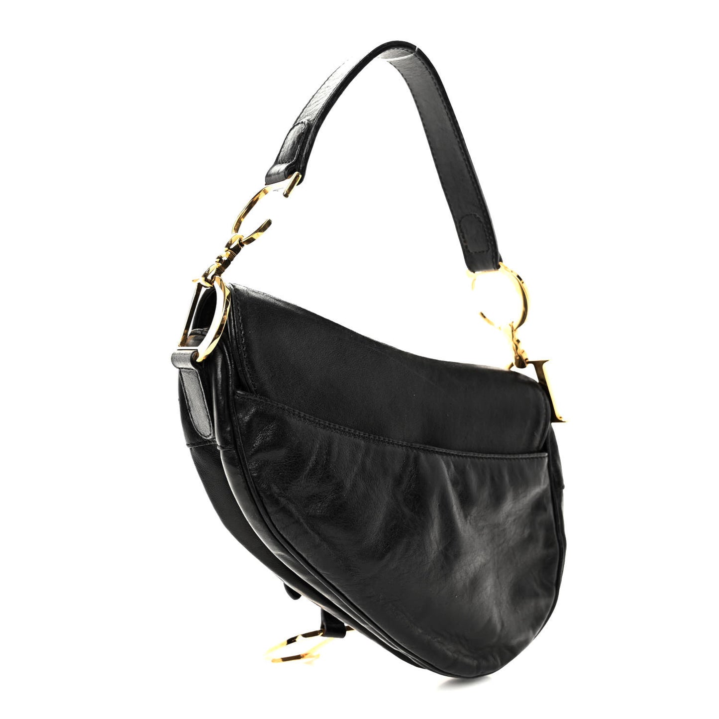 CHRISTIAN DIOR Calfskin Saddle Bag Black