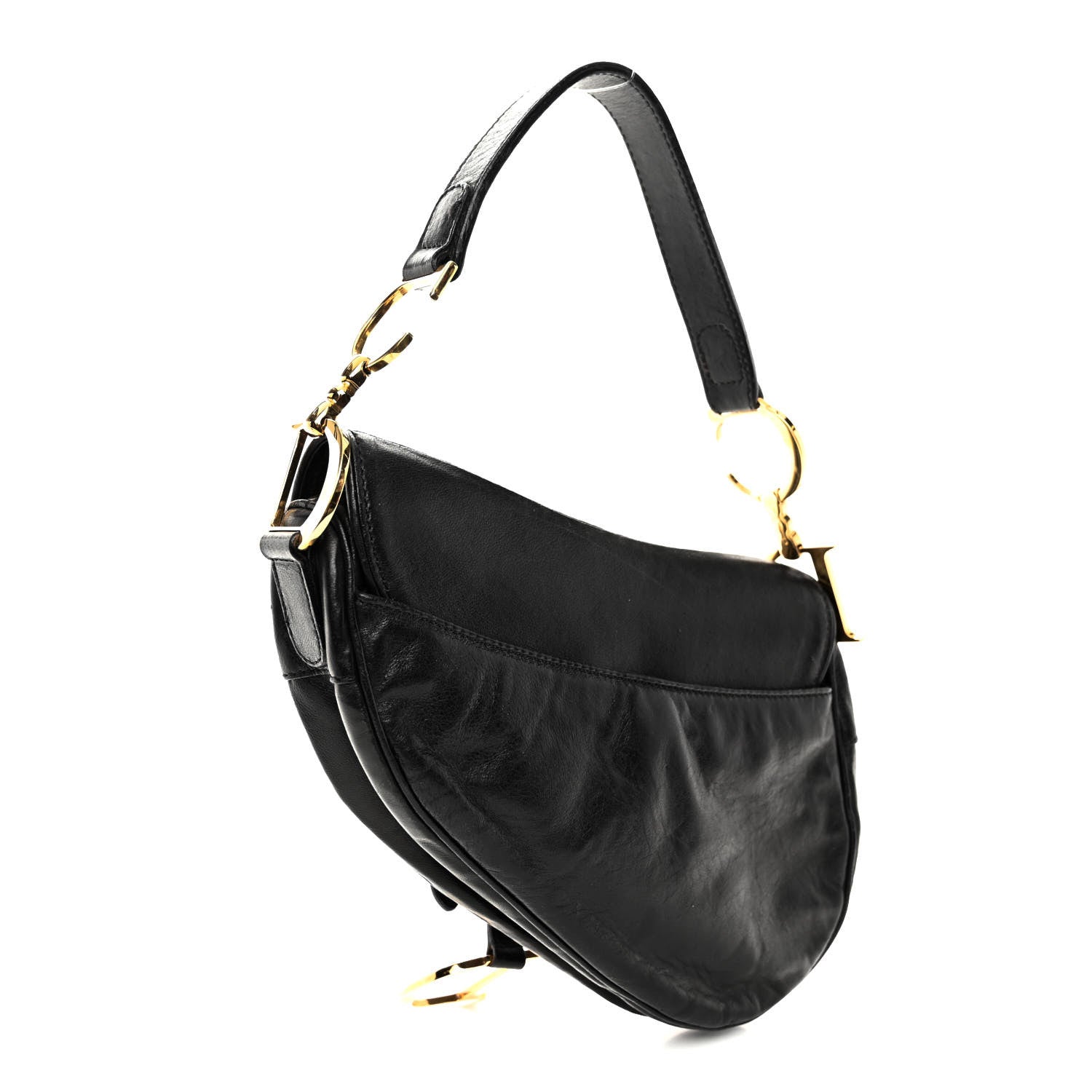 Christian Dior CHRISTIAN DIOR Calfskin Saddle Bag Black 3 of 10