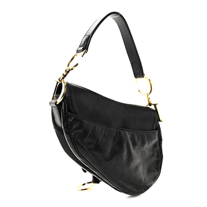 Christian Dior CHRISTIAN DIOR Calfskin Saddle Bag Black 3 of 10