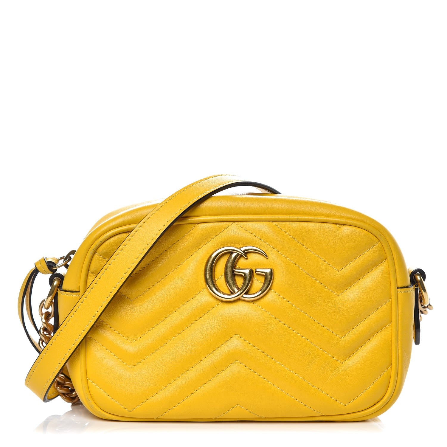 Gucci Calfskin Matelasse Mini GG Marmont Chain Shoulder Bag Stone Topaz 1 of 13