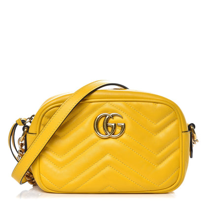 Gucci Calfskin Matelasse Mini GG Marmont Chain Shoulder Bag Stone Topaz 1 of 13