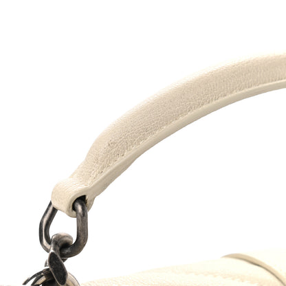 Saint Laurent Sheepskin Matelasse Chevron Monogram Medium College Bag Vintage Blanc 10 of 13