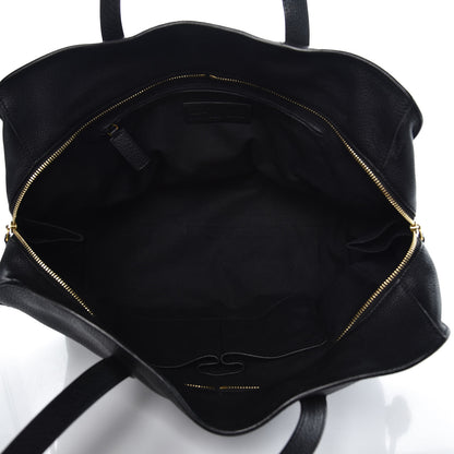 Alexander McQueen Pebbled Calfskin Large Skull Padlock Zip Around Tote Black 5 of 13