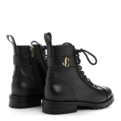 Jimmy Choo Shiny Calfskin Cayo Combat Boots 36.5 Black 5 of 11