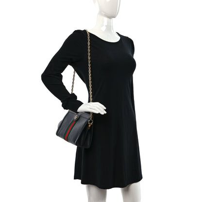 Gucci Calfskin GG Web Small Ophidia Chain Shoulder Bag Black 2 of 11