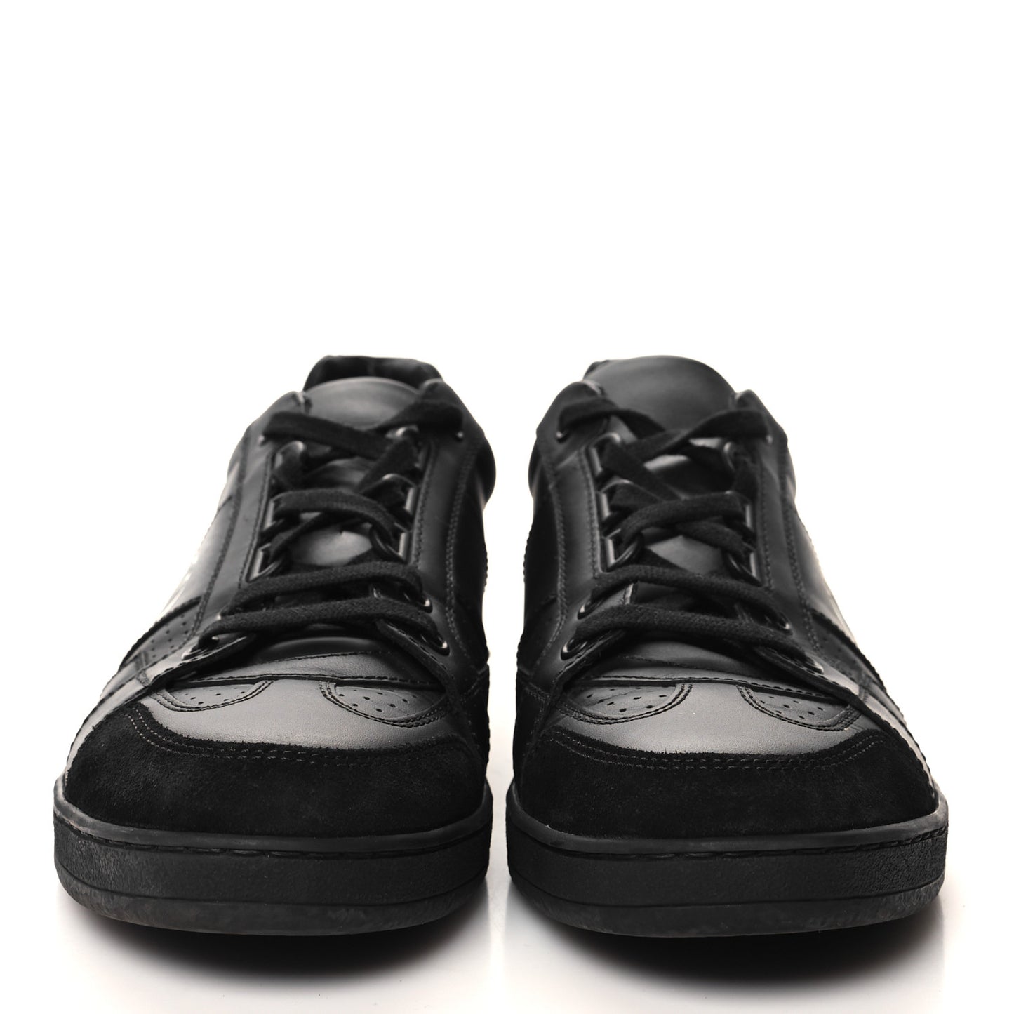Calfskin Suede Logo Sneakers 37 Black