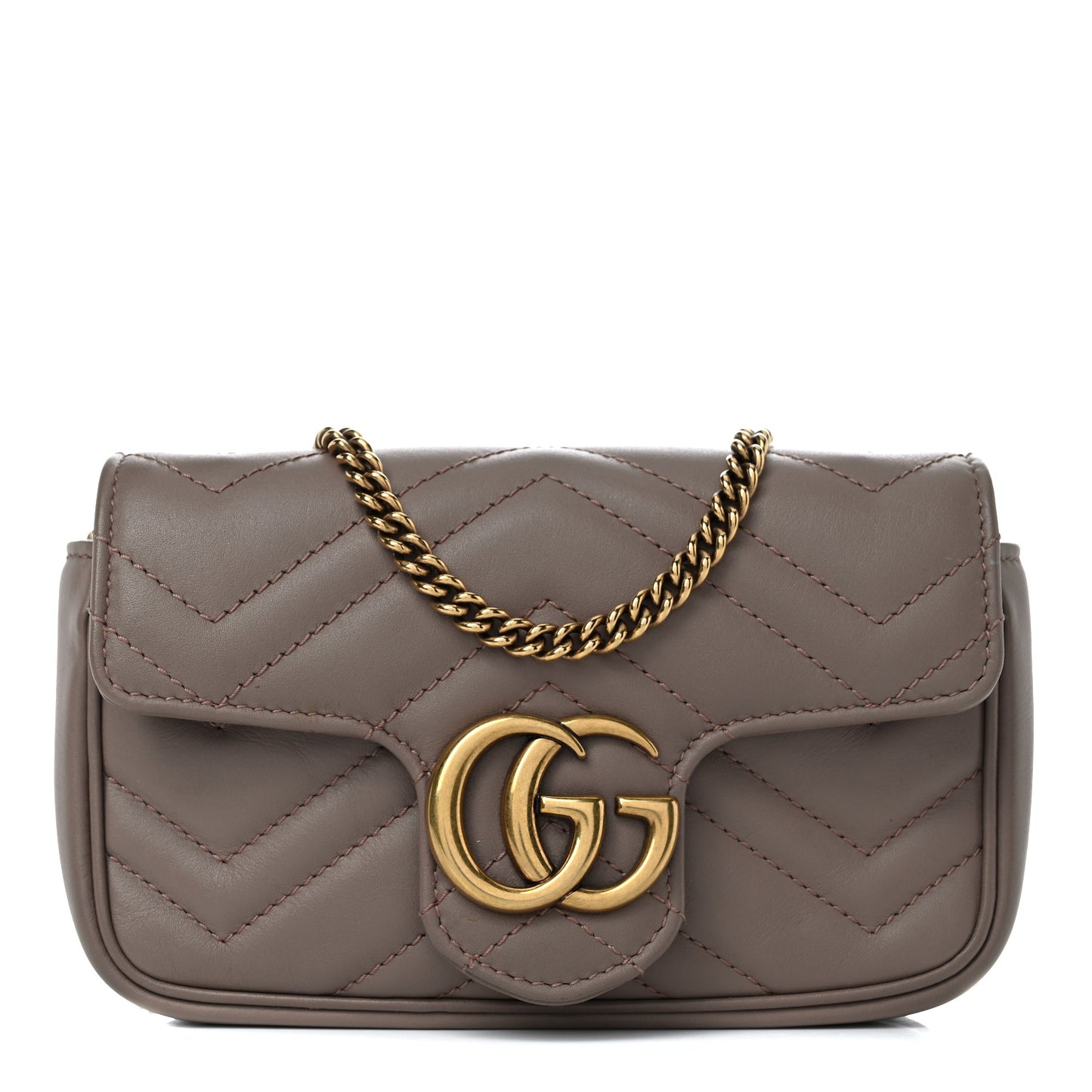 Calfskin Matelasse Super Mini GG Marmont Shoulder Bag Porcelain Rose