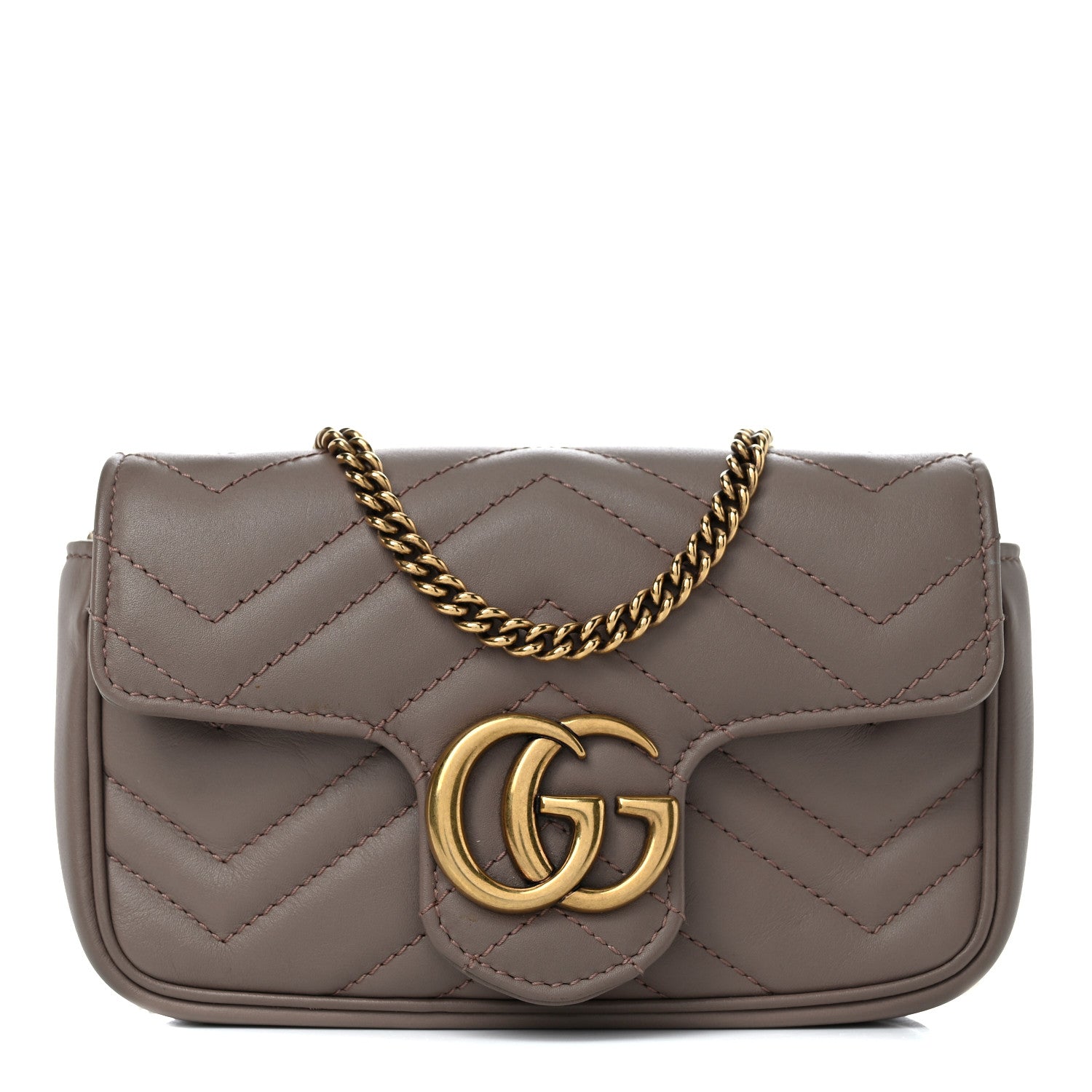 Gucci Calfskin Matelasse Super Mini GG Marmont Shoulder Bag Porcelain Rose 1 of 10