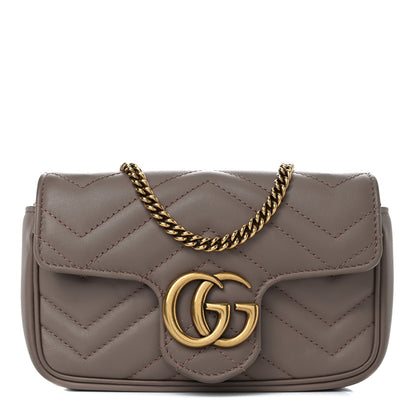 Gucci Calfskin Matelasse Super Mini GG Marmont Shoulder Bag Porcelain Rose 1 of 10