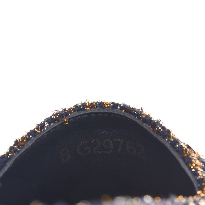Chanel Metallic Tweed Sequin Grosgrain CC Espadrilles 37 Black Gold 9 of 10