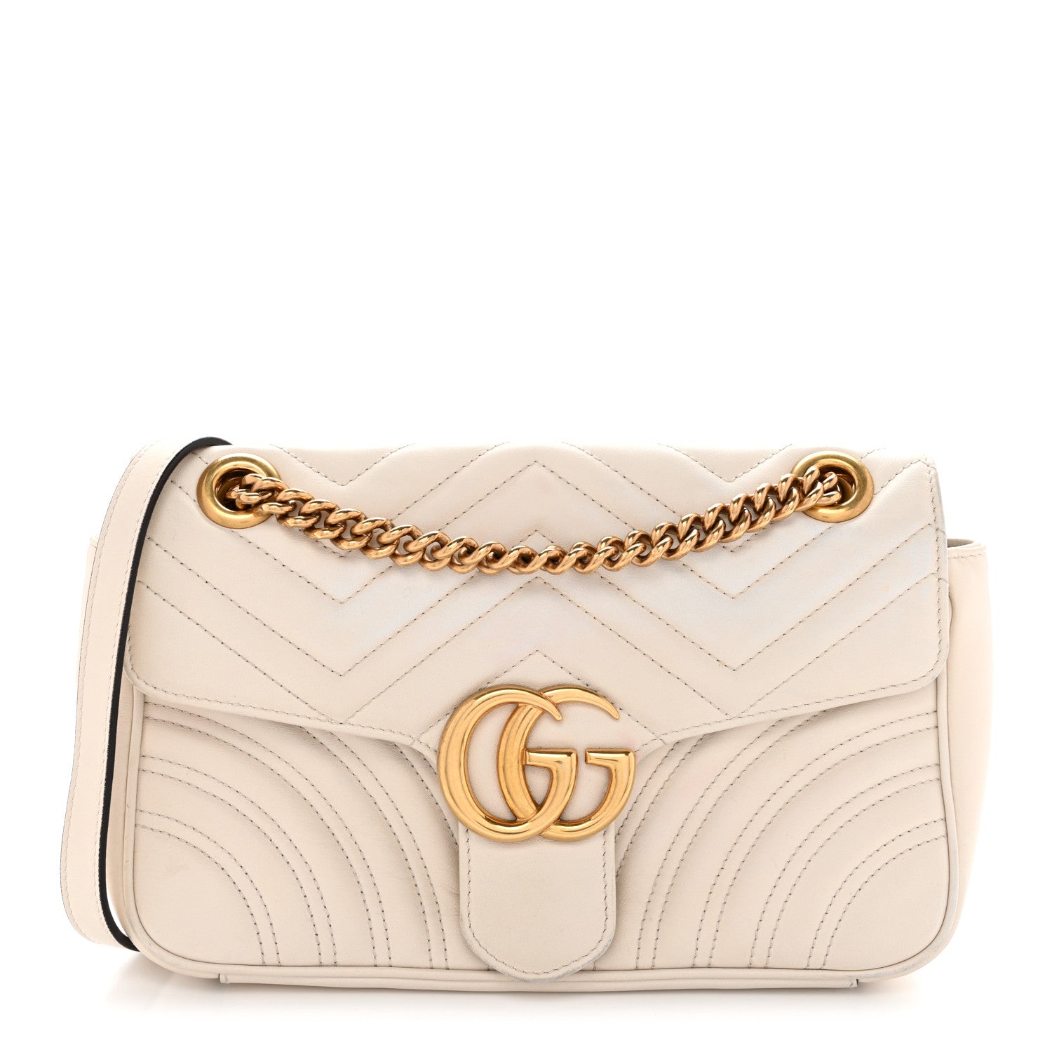 Gucci Calfskin Matelasse Small GG Marmont Shoulder Bag White 1 of 15