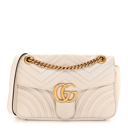 Gucci Calfskin Matelasse Small GG Marmont Shoulder Bag White 1 of 15