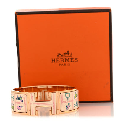 Hermes Enamel Couvertures et Tenues de Jour Wide Clic Clac H Bracelet PM Pannacotta 5 of 5